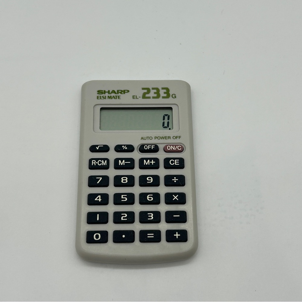 Sharp ELSI MATE Calculator EL-233G No Case Basic Pocket Mini WORKS!
